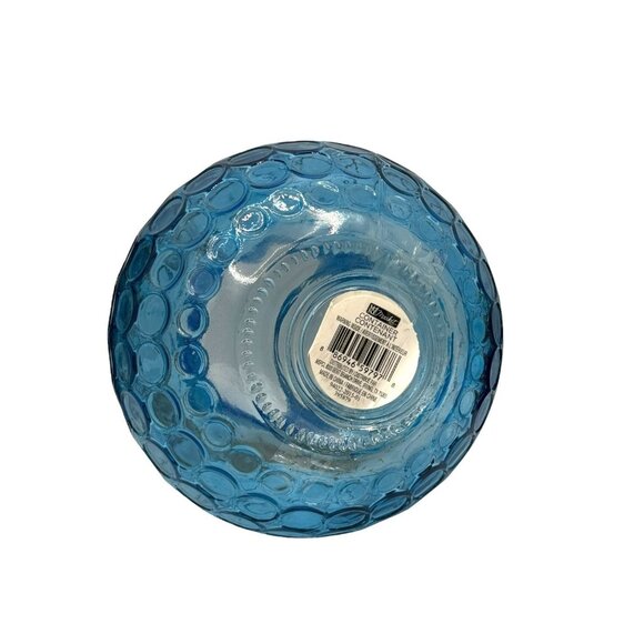 Blue Bubble Glass Hanging Candle Holder With Metal & Rope Handle - Picture 13 of 14
